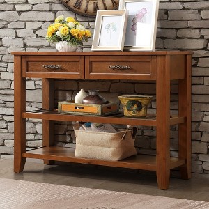 XIYUYEU Antique Console Table with Storage,2 Drawers & 2 Tiers Shelves,Foyer Tables for Entryway,Living Room - 1 of 4