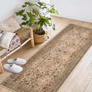 COZONY Vintage Floral Area Rug, Machine Washable Low-Pile Carpet with Non-Slip Backing for Living Room and Bedroom - 1 of 4
