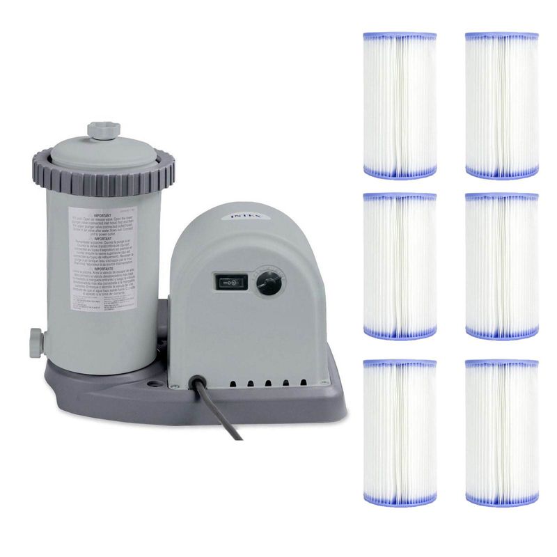 Intex 1500 GPH Easy Set Pool Pump Filter Cartridge with Timer & GFCI + Filters, 1 of 7