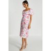 QUIZ Women's Woven Floral Puff Sleeve Midi Dress - 3 of 4