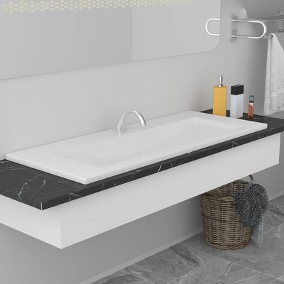 vidaXL Built-in Basin 39.8 in.x15.6 in.x7.3 in. Ceramic White