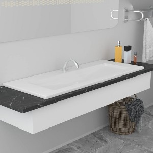vidaXL Built-in Basin 39.8 in.x15.6 in.x7.3 in. Ceramic White - 1 of 4