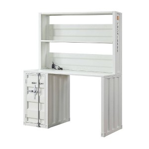 47" Cargo Desk White - Acme Furniture: L-Shaped Metal Frame, No Assembly, All Purpose Drawer - 1 of 4