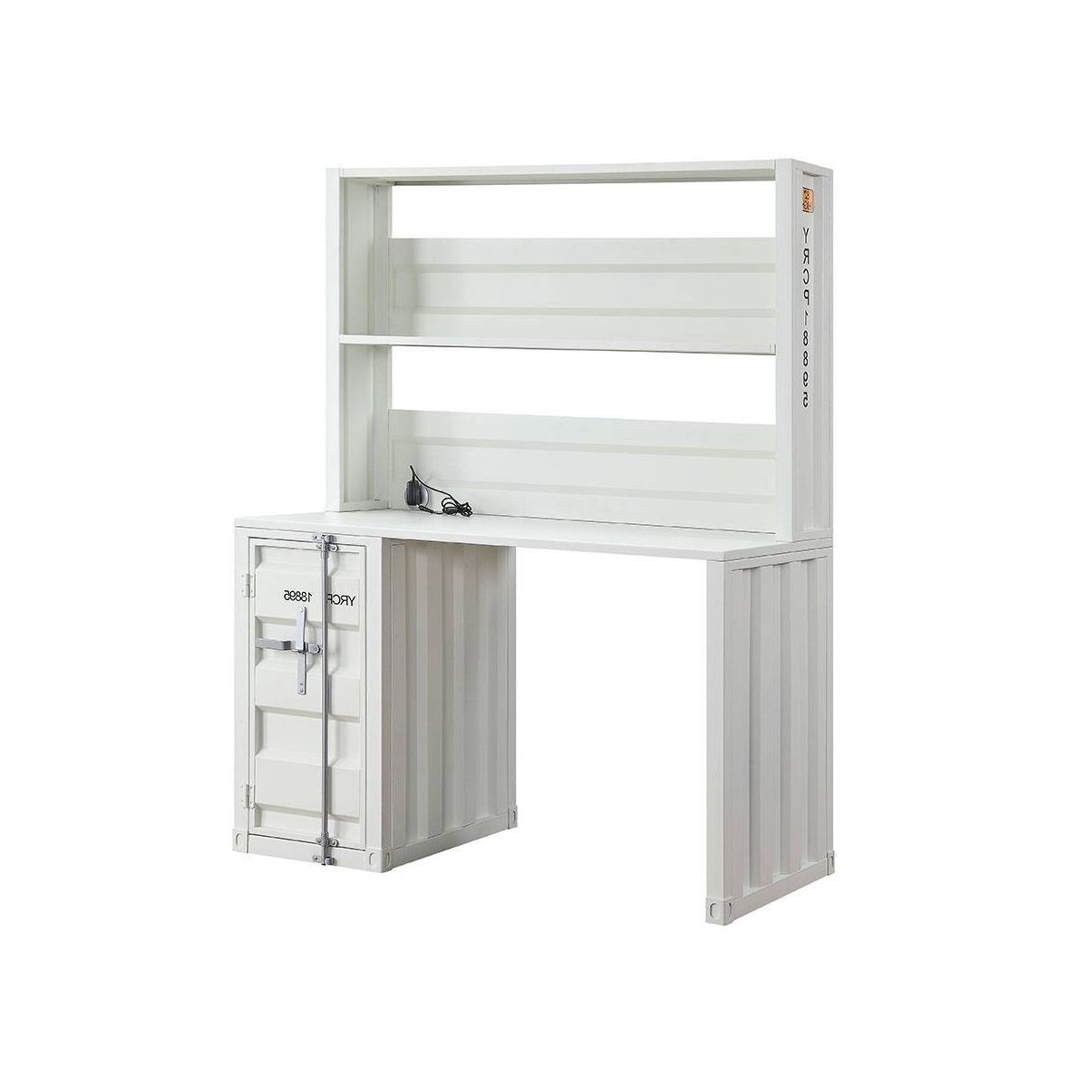 47" Cargo Desk White - Acme Furniture: L-Shaped Metal Frame, No Assembly, All Purpose Drawer