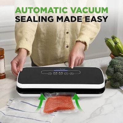 Black Automatic Food Vacuum Sealer with Reusable Bags