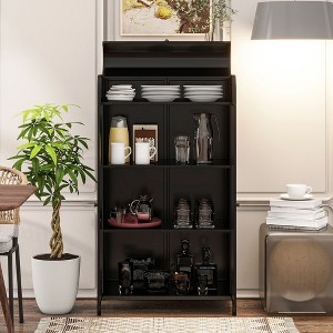 47.6" Metal Storage Cabinet, 4 Tier Display Cabinet with Glass Door, Kitchen Sideboard Buffet, Versatile Bookcase for Living Room Office Bathroom - 1 of 4