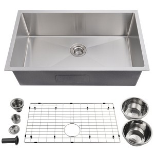 Kitchen Sink, Undermount Workstation Kitchen Sink, Stainless Steel Kitchen Sink Undermount with Strainer, Drain Basin & Drying Rack - 1 of 4