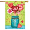 Valentine's Mason Jar House Flag Primitive Floral 28" x 40" Briarwood Lane - 2 of 4
