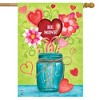 Valentine's Mason Jar House Flag Primitive Floral 28" x 40" Briarwood Lane - image 2 of 4