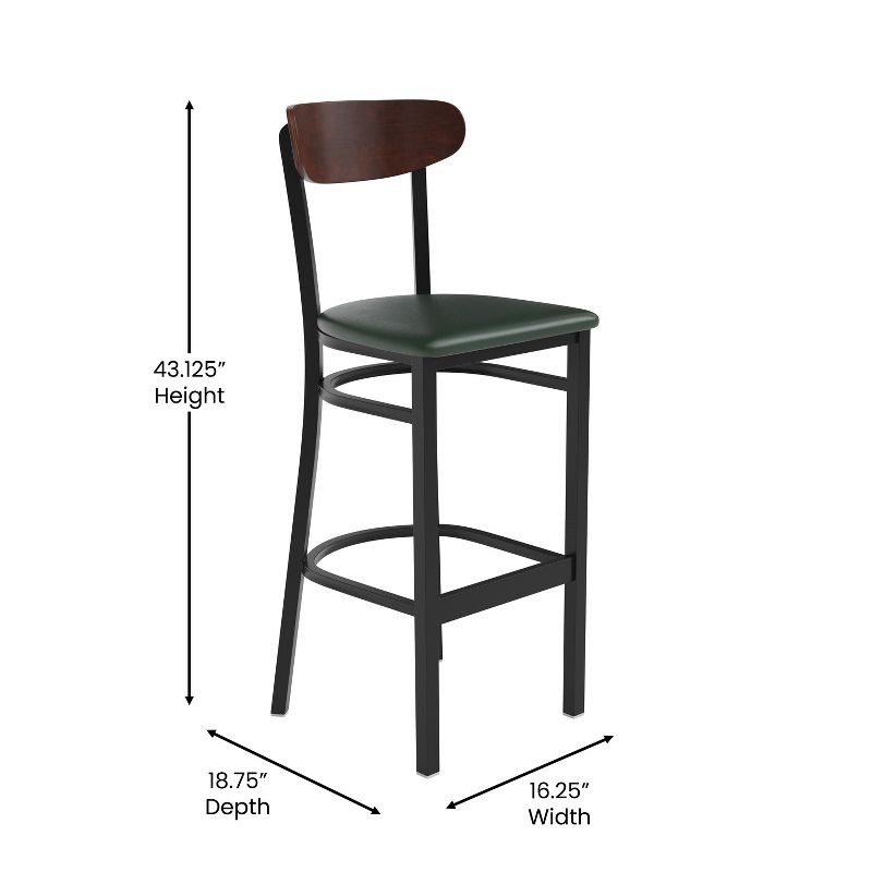 Emma and Oliver Industrial Barstool with Rolled Steel Frame and Solid Wood Seat - 500 lbs. Static Weight Capacity, 4 of 8