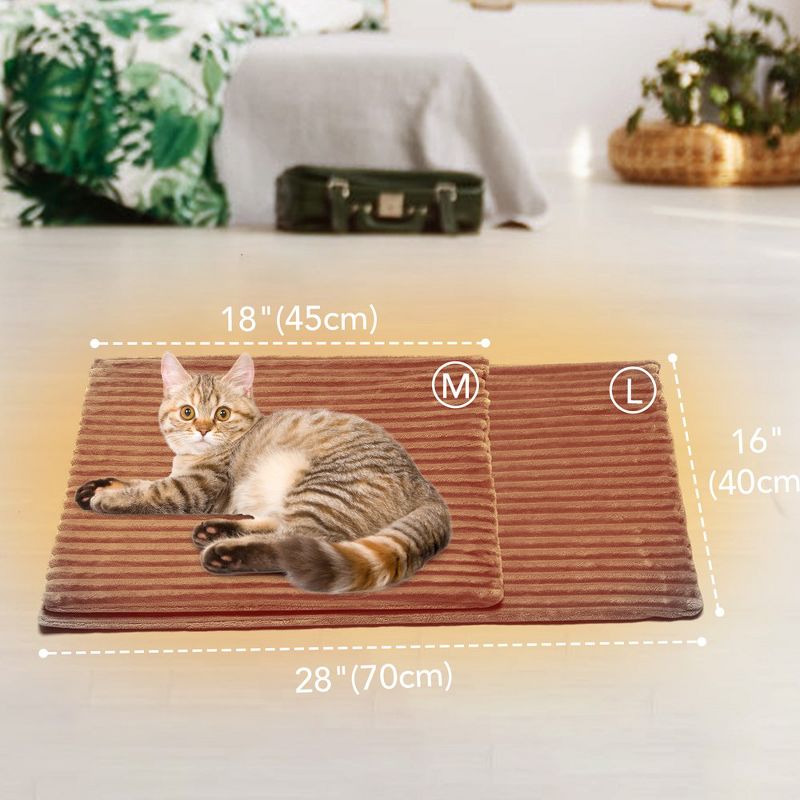 Pet Heating Pad for Cat Dog, Electric Heated Dog Mat with Chew Resistant Cord, Auto Shut Off Timer, DC Power, 18"x16", 4 of 5