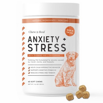 Chew + Heal Calming Anxiety Treats, Dog Supplement, Stress Relief For ...