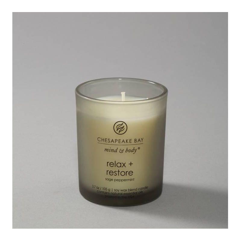 Frosted Glass Relax + Restore  Lidded Jar Candle Light Gray - Mind & Body by Chesapeake Bay Candle, 5 of 11