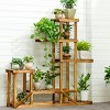 6 Tier Large Wood Flower Pot Rack Plant Stand Wooden Bonsai Display Shelves for Corner Living Room Balcony Yard Decor - 2 of 4