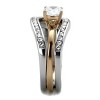 Slickblue Women’s Two-Tone Wedding Ring with CZ, Rose Gold & Silver Swirl Design, Raised Stone Accent, Sizes 5-10 - 4 of 4