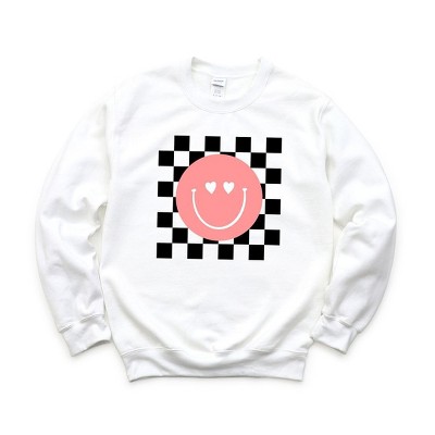 Simply Sage Market Women's Graphic Sweatshirt Valentines Pink Smiley