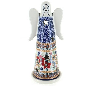 Blue Rose Polish Pottery L035 Manufaktura Large Angel Luminary - 1 of 2