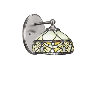 Toltec Lighting Capri 1 - Light Sconce in  Brushed Nickel with 7" Royal Merlot Art Glass Shade - 1 of 1
