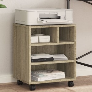 Aghana Digitals Mobile Sonoma Oak Printer Stand with Lockable Wheels - Engineered Wood Storage - 1 of 4