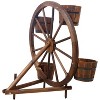 Gulches Wood Wagon Wheel Barrel Planter - Rustic 4-Barrel Design with Metal Bands, Durable Fir Wood for Indoor/Outdoor Greenery Display - 4 of 4