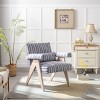 Stripe Armchair Upholstered Accent Chair Lounge Reading Chair With Lumbar Pillow And Kd Rubber Wood Legs-The Pop Home - 2 of 4