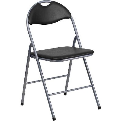 Riverstone Furniture Collection Vinyl Folding Chair Black