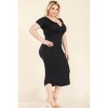 Slickblue Stretch Jersey Plus Size Bodycon Midi Dress – Flattering Fit with Split Neck in Multiple Color & Size Option - 3 of 4