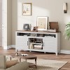 Homhougo Modern TV Stand for 65 Inch, TV Semi-Open Double Door Cabinet with Adjustable Shelves,Entertainment Center with 8 Storage Compartments,White - 4 of 4