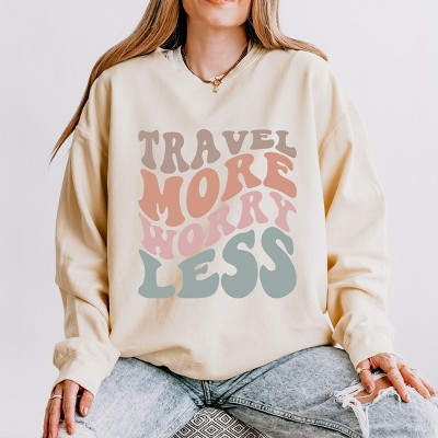 Simply Sage Market Travel More Worry Less Lightweight Garment Dyed Sweatshirt