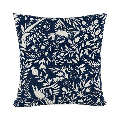 Navy Bird Print Throw Pillow - Skyline Furniture