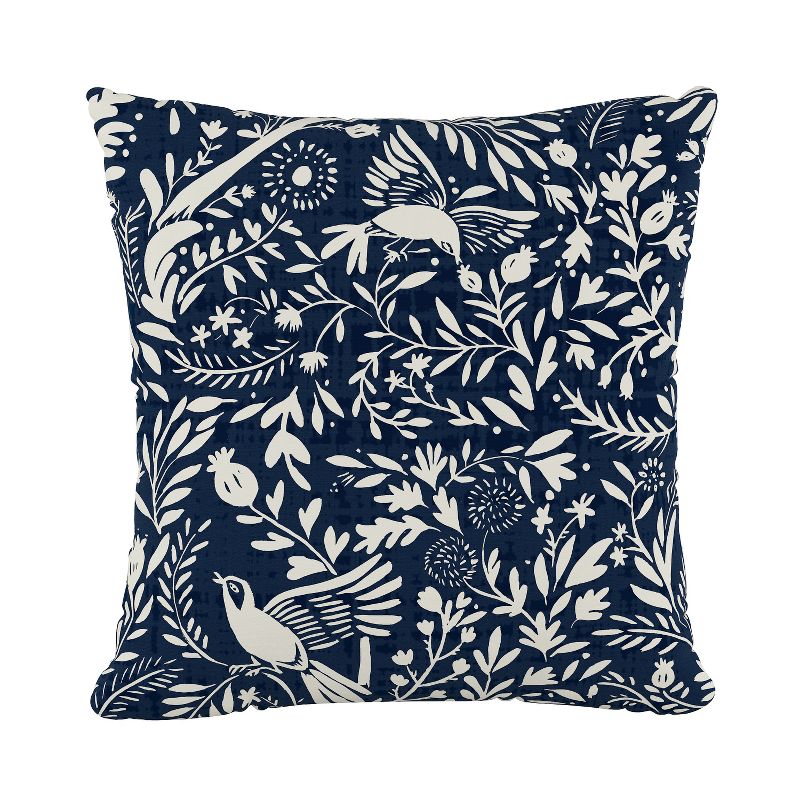 Navy Bird Print Throw Pillow - Skyline Furniture, 1 of 9