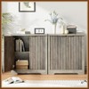 Jojoka Fluted Sideboard Buffet Cabinet with 2 Doors & Adjustable Shelves, Modern Wood Storage Credenza for Dining Room, Kitchen, Living Room - 3 of 4