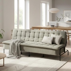 Homy Casa 76.8" Modern Fabric 3-Seat Sofa with Adjustable Backrest and Spring Cushion - 1 of 4