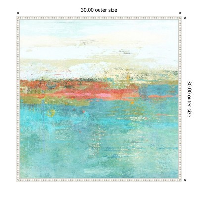 Sylvie Beaded White Framed Abstract Coastal Canvas Art