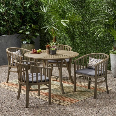 5pc Alondra Acacia Wood Patio Dining Set Gray - Christopher Knight Home