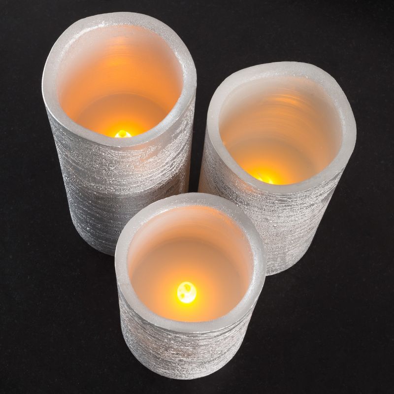Flameless LED Candles – 6-Piece Remote Controlled Flameless Candle Set for Home, Wedding, Bridal Shower, and Christmas Decor by Lavish Home (Silver), 3 of 6
