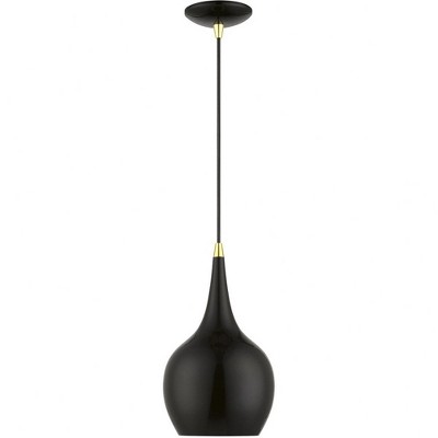 Shiny Black and Polished Brass Mini Pendant Light
