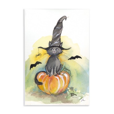 Stupell Industries Witch Cat on Pumpkin Wall Plaque Art