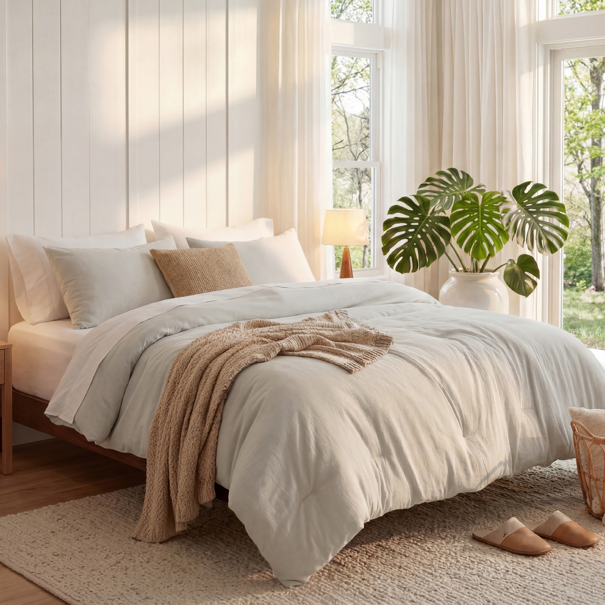 Bedsure Queen Size Comforter Set Beige Soft Prewashed Bedding for All Seasons 3 Pieces GentleSoft™ Warm Down Alternative Bed Set Easter Gifts