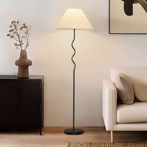 Brightech Squiggle Mid-Century Dimmable (Includes LED Light Bulb) Floor Lamp Matte Black - 1 of 4
