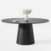 PexFix 60" Round Dining Table for 6 People Modern Pedestal Table with Fluted Cone Base & Wood MDF Top for Small Space Kitchen Dining Room Cafe Black - 3 of 4