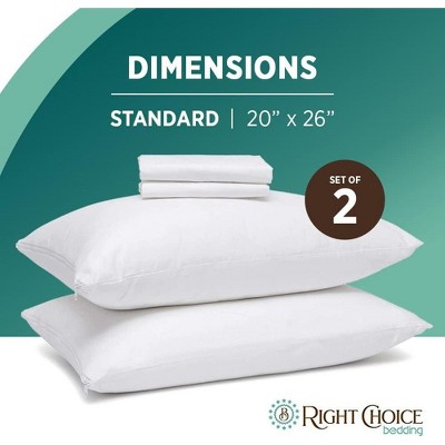 Standard White Cotton Hypoallergenic Zippered Pillow Protectors - Set of 2