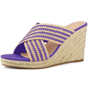 Allegra K Women's Espadrilles Wedges Slide Wedge Sandals - 1 of 4