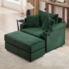 Dexmalle Modern Style Single Sofa with Ottoman,USB Ports, Two Cup Holders,Green - 2 of 4