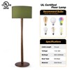 61" Modern Walnut Wood Column Floor Lamp with Linen Drum Shade,Standing Lamp for Living Room,Bedroom,Office,Study,Hallway - 2 of 4