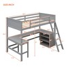 High Loft Bed with U-Shaped Desk, WoodLoft Bed Frame with Drawers and Storage Shelves - 2 of 4