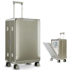 ZACHVO 20-Inch Aluminum Carry-On Luggage, 22×14×9 Airline-Approved Hardshell Suitcase with Front Compartment, Spinner Wheels, TSA Lock – Grey - 1 of 4