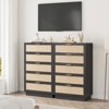 Rattan 5 Drawer Dresser, 46.7in Tall Black 5 Chest of Drawers with Metal Handles and Wooden Sturdy Base for Bedroom Living Room Nursery - 3 of 4