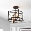 15" Iron and Glass Hampdon Modern Drum LED Flush Mount Black - Jonathan Y: ETL Listed, 4W LED Bulb Included - 2 of 4