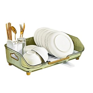 Dish Drying Rack For Kitchen Counter, Dish Rack With Automatic Drainage System, Rustproof Dish Drainer Tray With Detachable Utensil Holder - 1 of 4